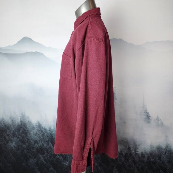 Land's End Big Casual Button Down Maroon Cotton Shirt | Men's XXL/T - Picture 5 of 15